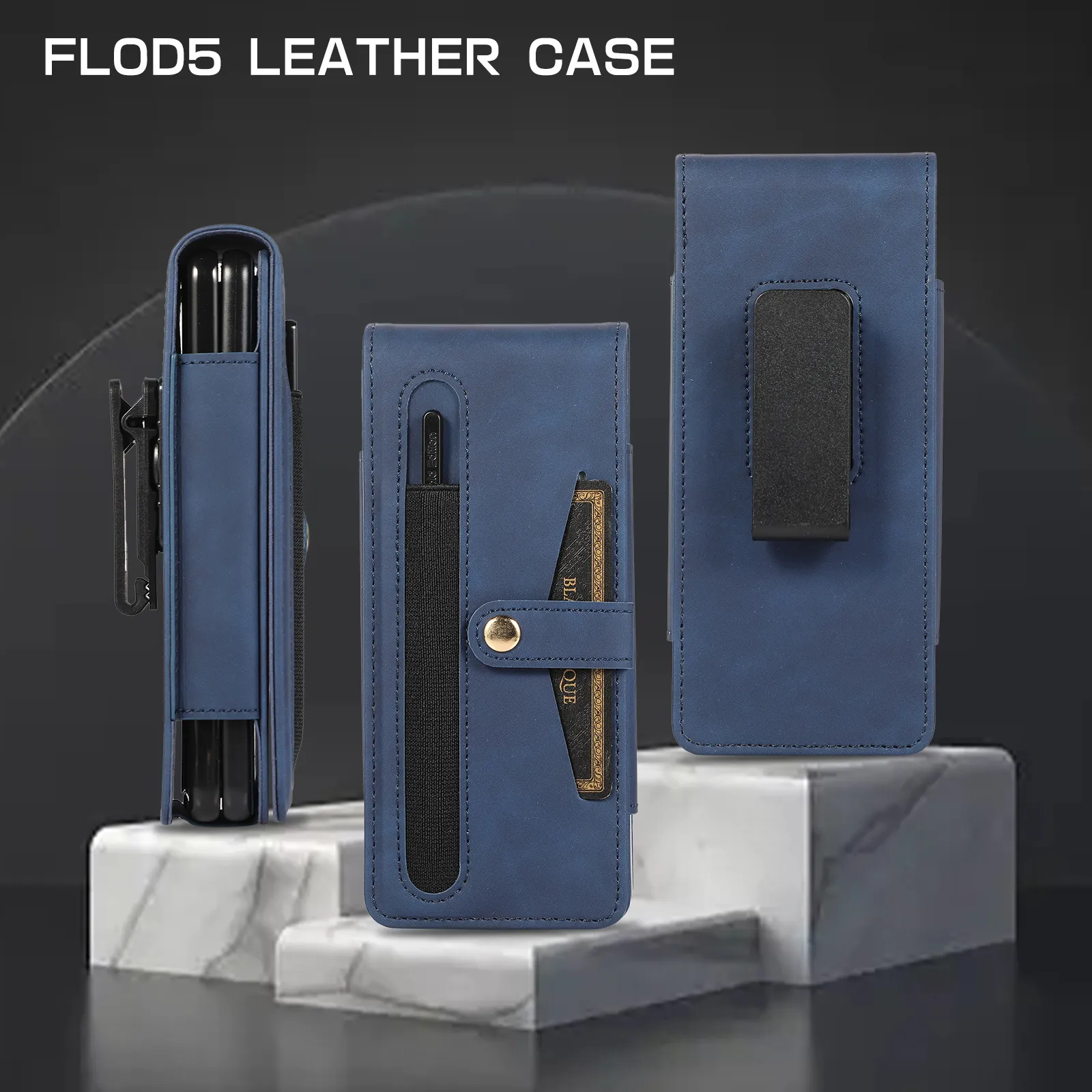 Samsung Fold5 phone case, FOLD4 foldable screen magnetic protective case, solid color outdoor full-coverage anti-drop leather case.