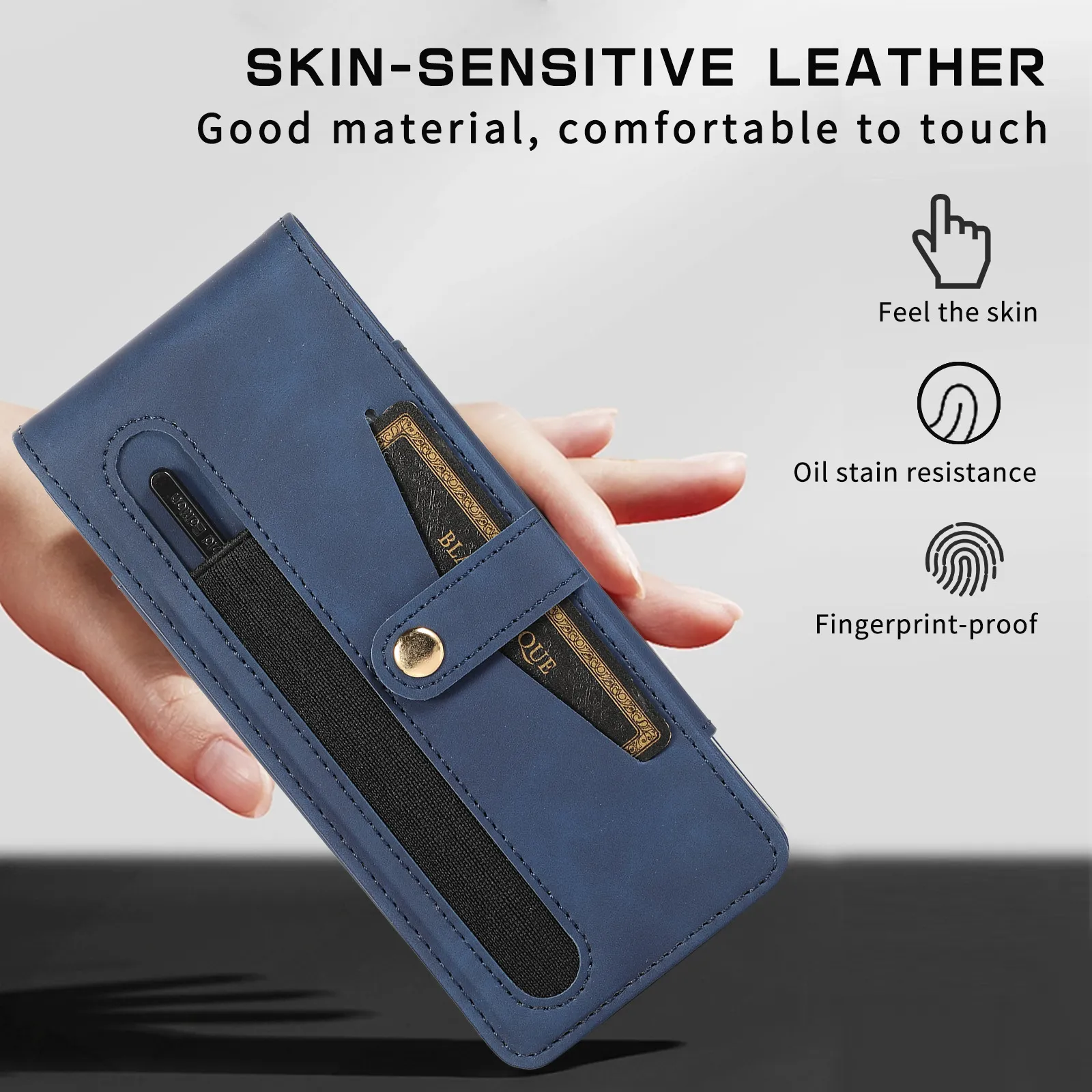 Samsung Fold5 phone case, FOLD4 foldable screen magnetic protective case, solid color outdoor full-coverage anti-drop leather case.