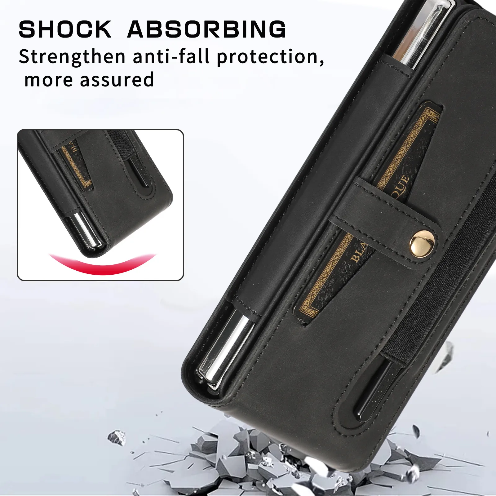 Samsung Fold5 phone case, FOLD4 foldable screen magnetic protective case, solid color outdoor full-coverage anti-drop leather case.
