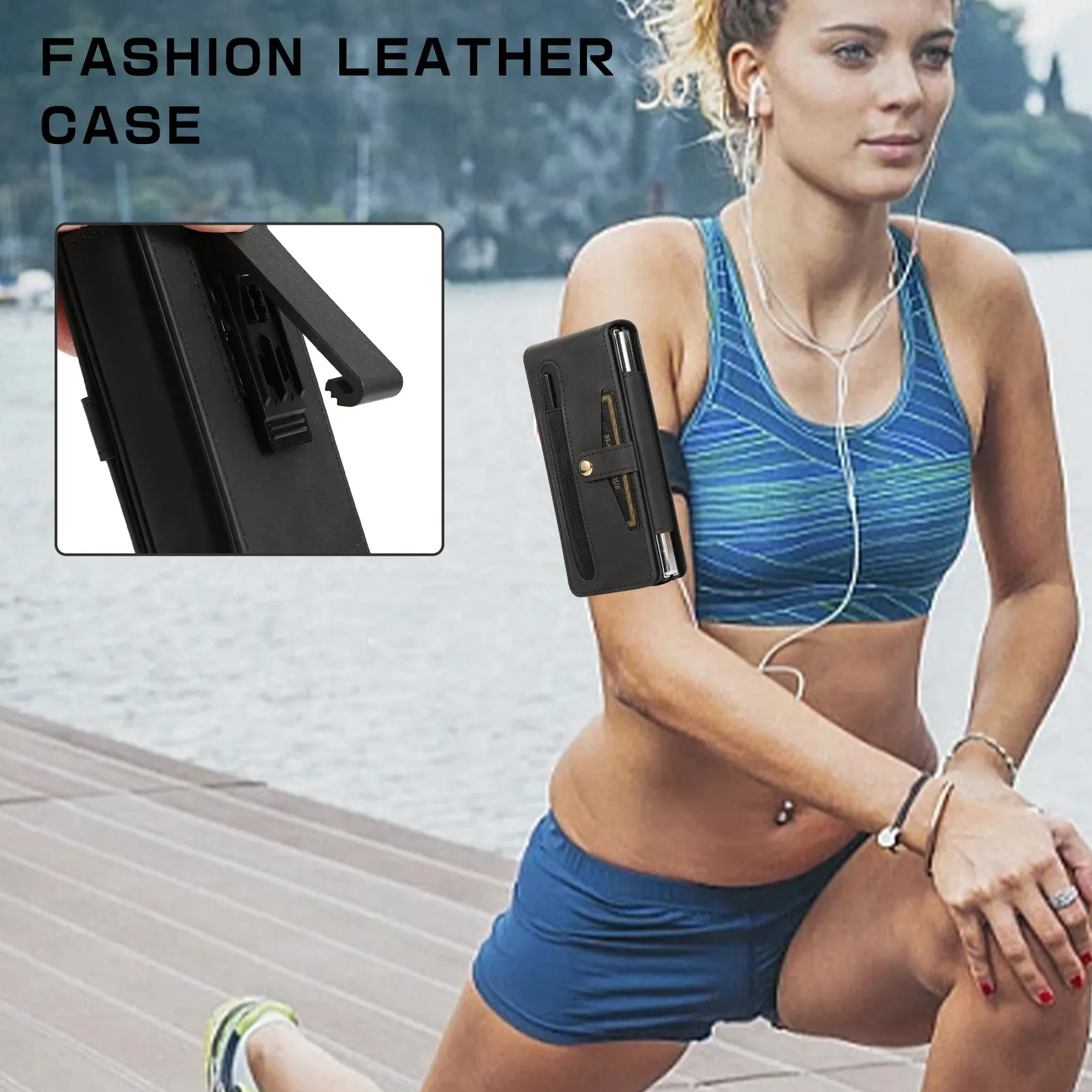 Samsung Fold5 phone case, FOLD4 foldable screen magnetic protective case, solid color outdoor full-coverage anti-drop leather case.