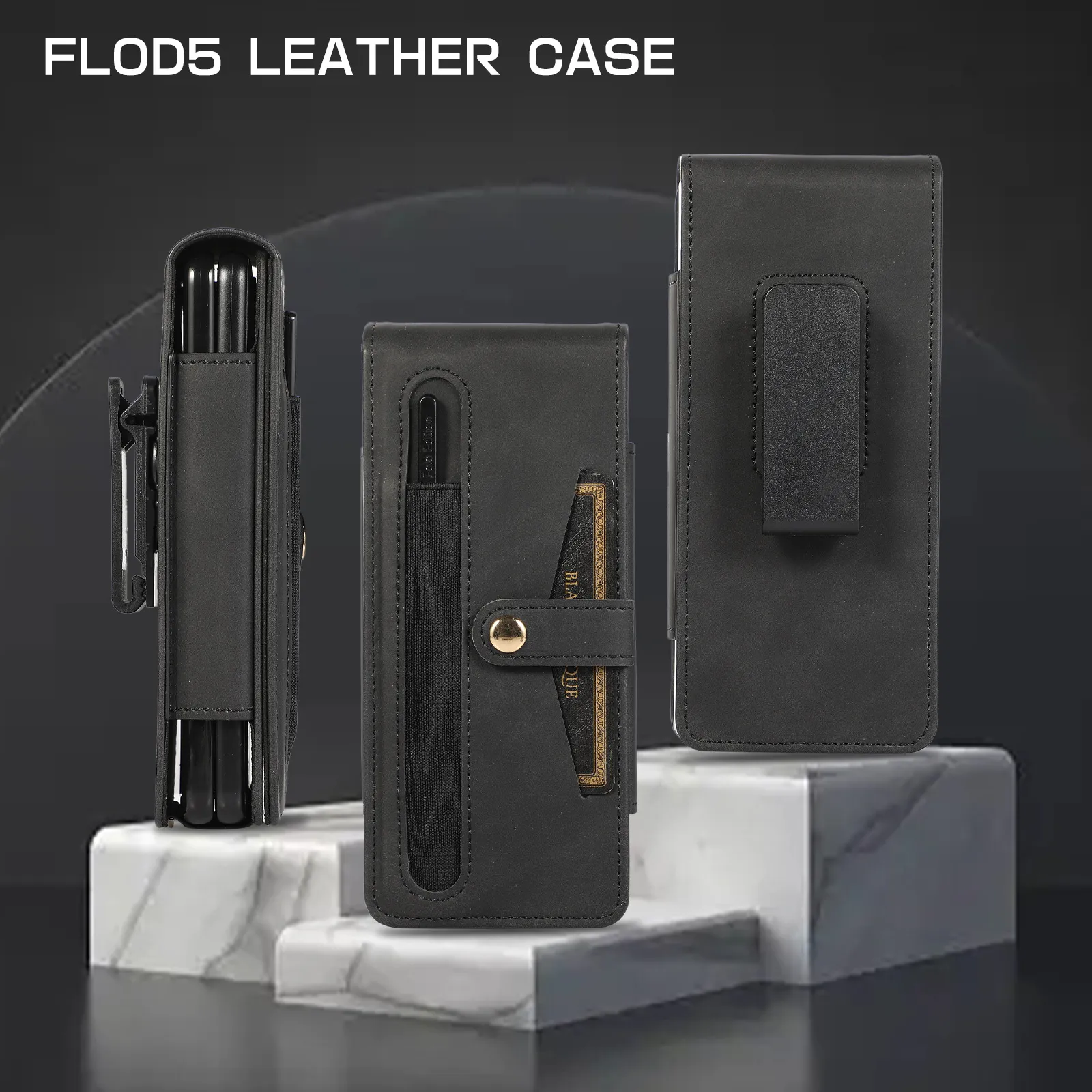 Samsung Fold5 phone case, FOLD4 foldable screen magnetic protective case, solid color outdoor full-coverage anti-drop leather case.