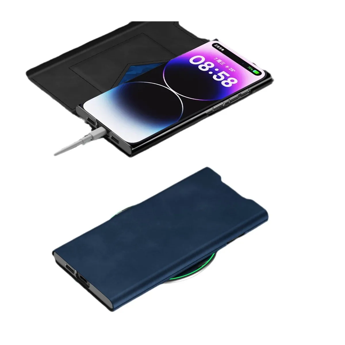 iPhone 15 phone case, 14 Pro leather case, magnetic flip case, 13MAX card holder style drop-proof protective case.