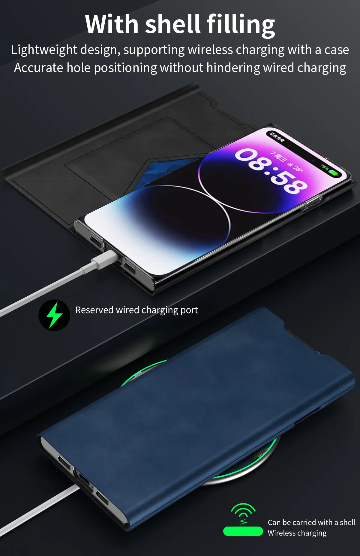 iPhone 15 phone case, 14 Pro leather case, magnetic flip case, 13MAX card holder style drop-proof protective case.