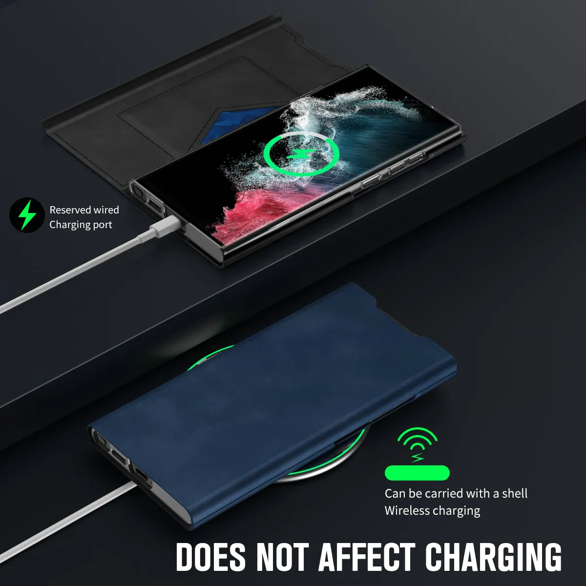 Compatible with Samsung S24 Ultra phone case, S23 magnetic protective leather case, S22 Plus pen slot card insert shockproof case