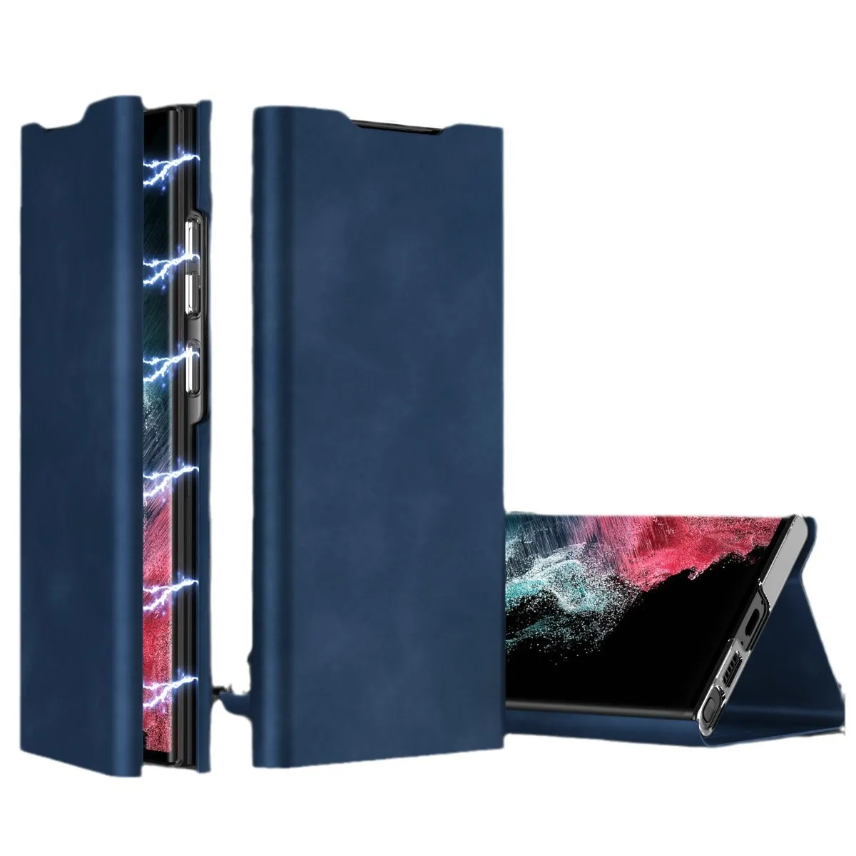 Compatible with Samsung S24 Ultra phone case, S23 magnetic protective leather case, S22 Plus pen slot card insert shockproof case