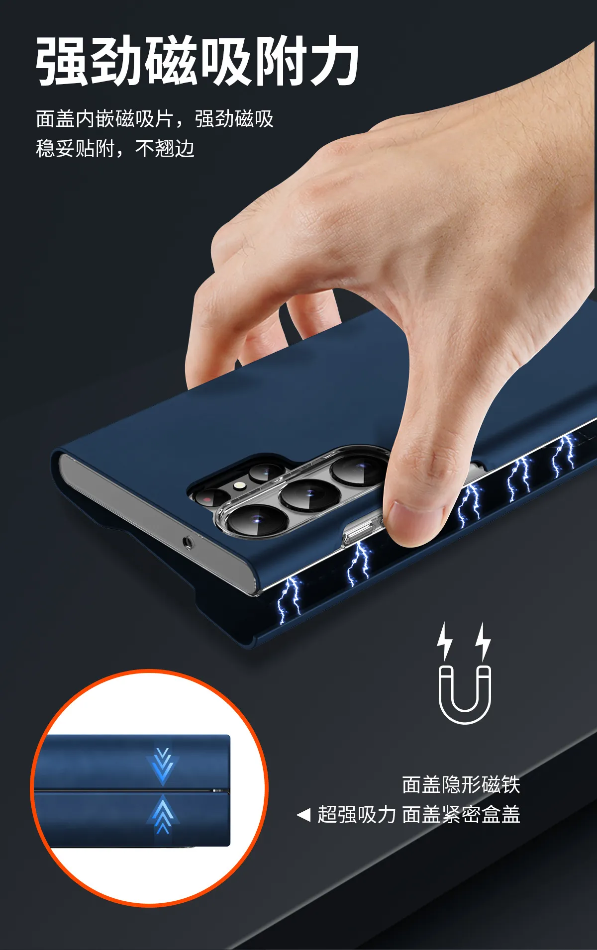 Compatible with Samsung S24 Ultra phone case, S23 magnetic protective leather case, S22 Plus pen slot card insert shockproof case