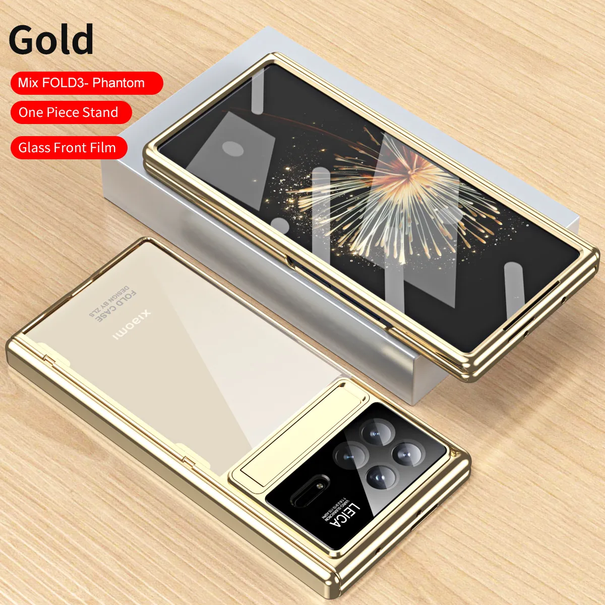 Xiaomi MIX FOLD3 phone case, electroplated transparent case with integrated anti-drop protection for foldable screen.
