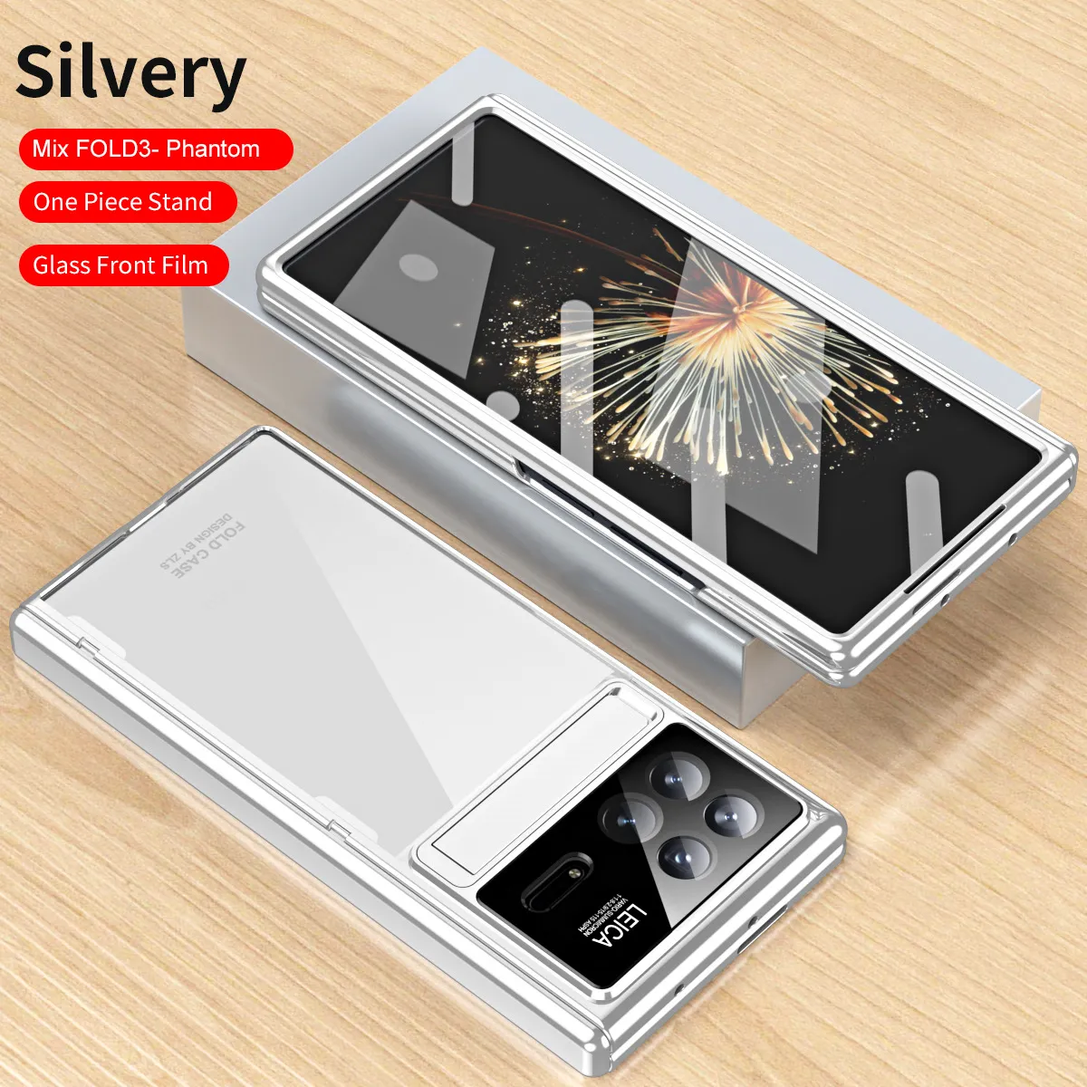 Xiaomi MIX FOLD3 phone case, electroplated transparent case with integrated anti-drop protection for foldable screen.
