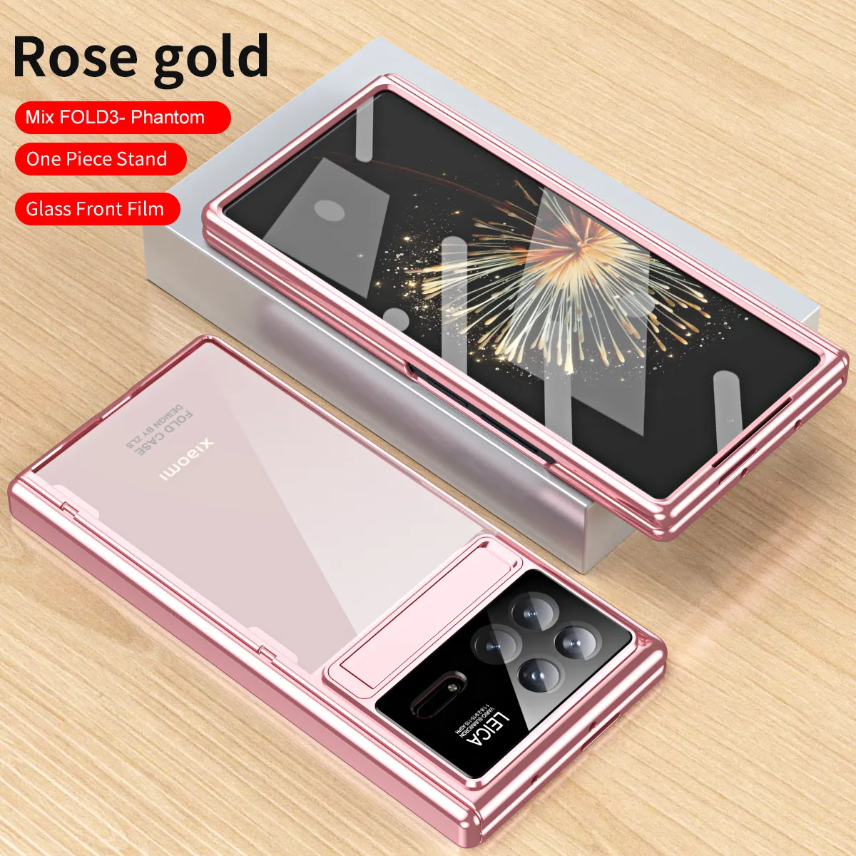 Xiaomi MIX FOLD3 phone case, electroplated transparent case with integrated anti-drop protection for foldable screen.