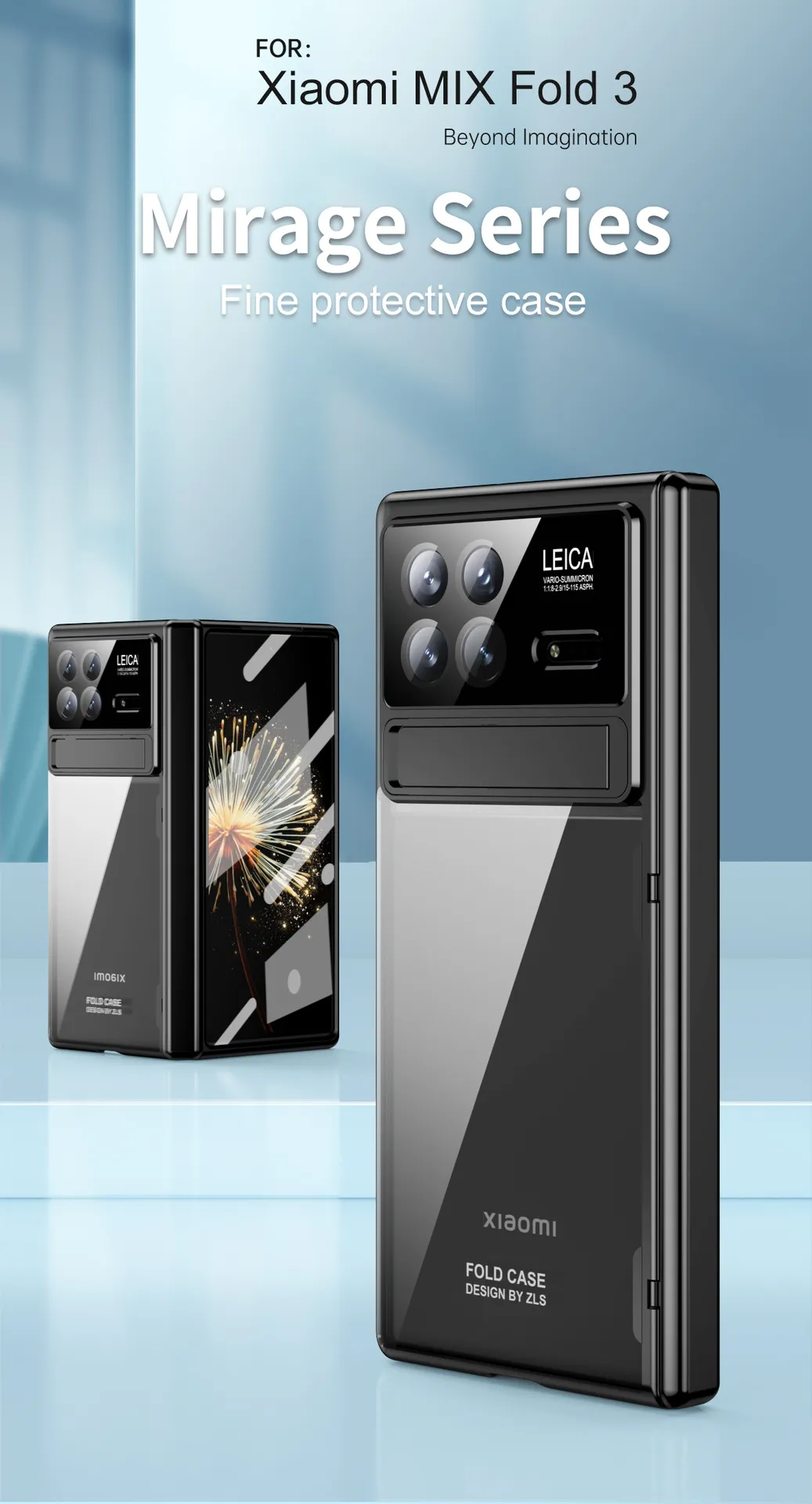 Xiaomi MIX FOLD3 phone case, electroplated transparent case with integrated anti-drop protection for foldable screen.