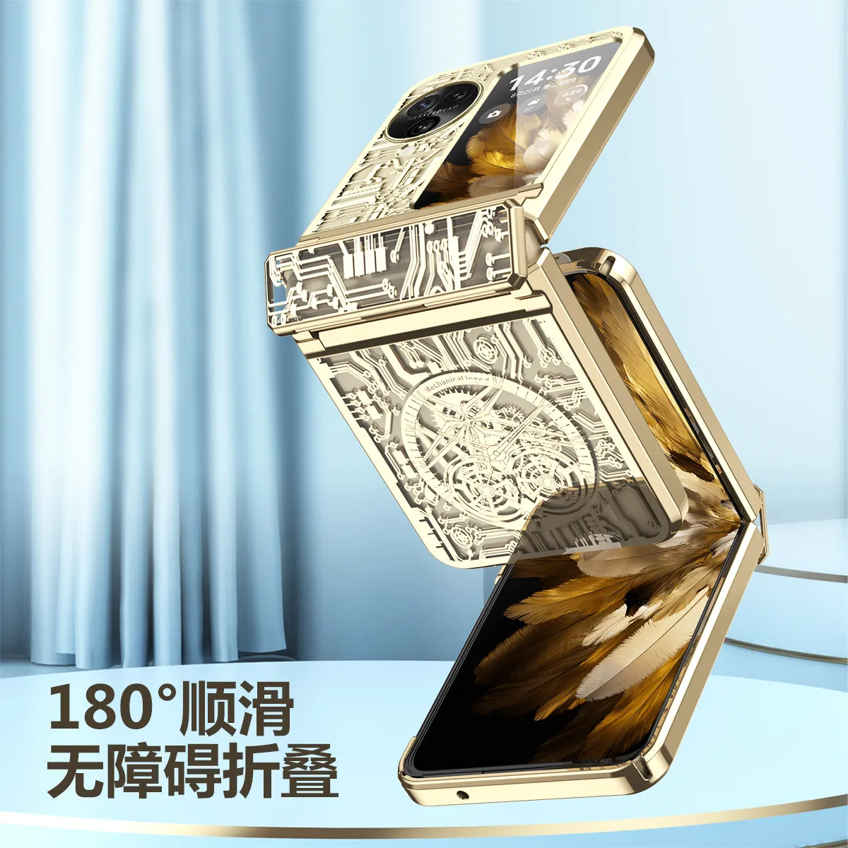 Suitable for OPPO Find N3 Flip phone cases, mechanical N3 FLIP electroplated hinge full-coverage drop-proof protective cases.