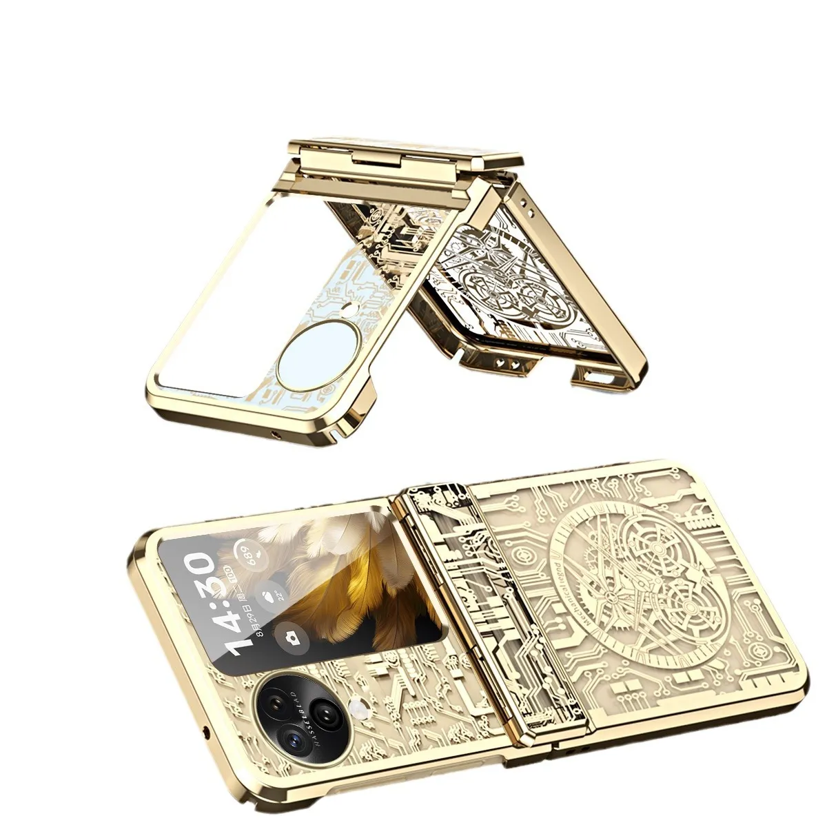 Suitable for OPPO Find N3 Flip phone cases, mechanical N3 FLIP electroplated hinge full-coverage drop-proof protective cases.
