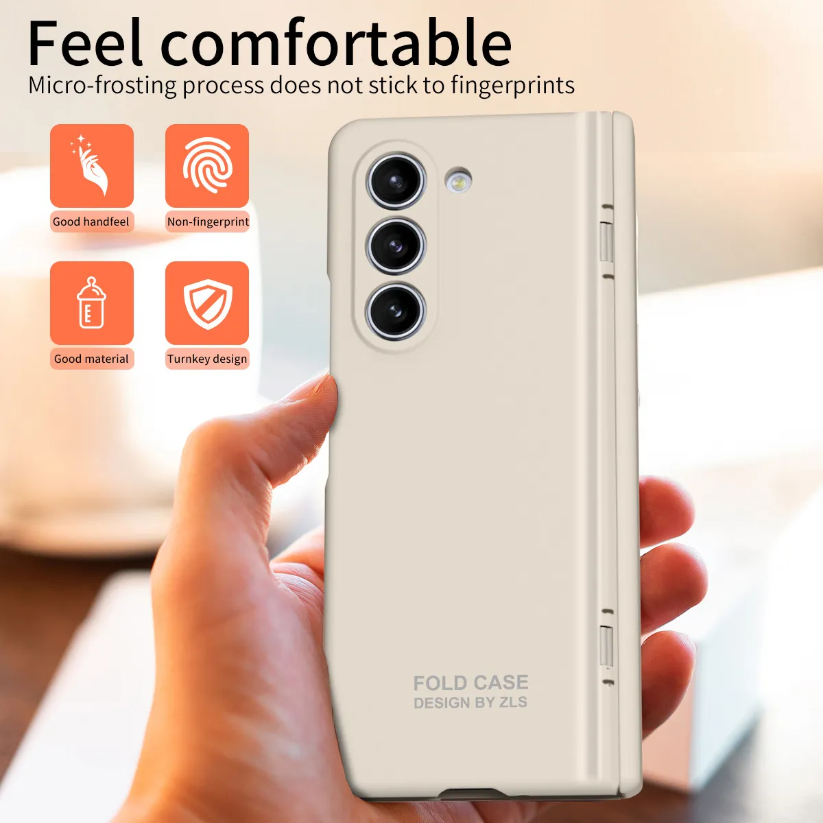 Compatible with Samsung ZFold 5 phone case, FOLD4 foldable screen, solid color, minimalist design, pen groove, hinge, full coverage, drop protection.