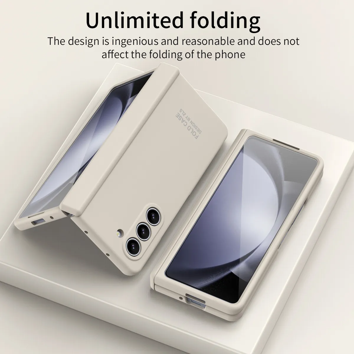 Compatible with Samsung ZFold 5 phone case, FOLD4 foldable screen, solid color, minimalist design, pen groove, hinge, full coverage, drop protection.