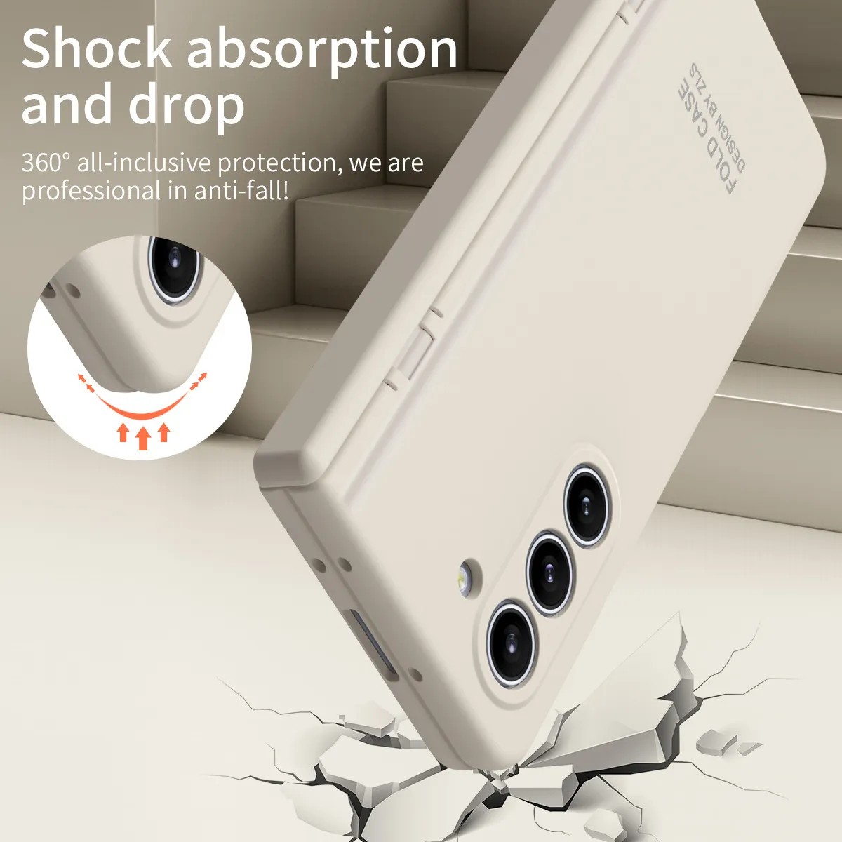 Compatible with Samsung ZFold 5 phone case, FOLD4 foldable screen, solid color, minimalist design, pen groove, hinge, full coverage, drop protection.