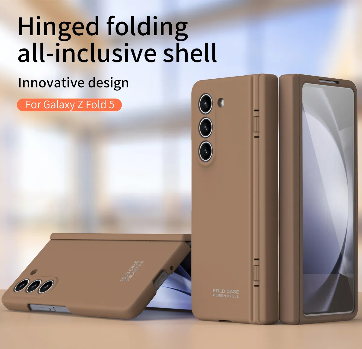 Compatible with Samsung ZFold 5 phone case, FOLD4 foldable screen, solid color, minimalist design, pen groove, hinge, full coverage, drop protection.