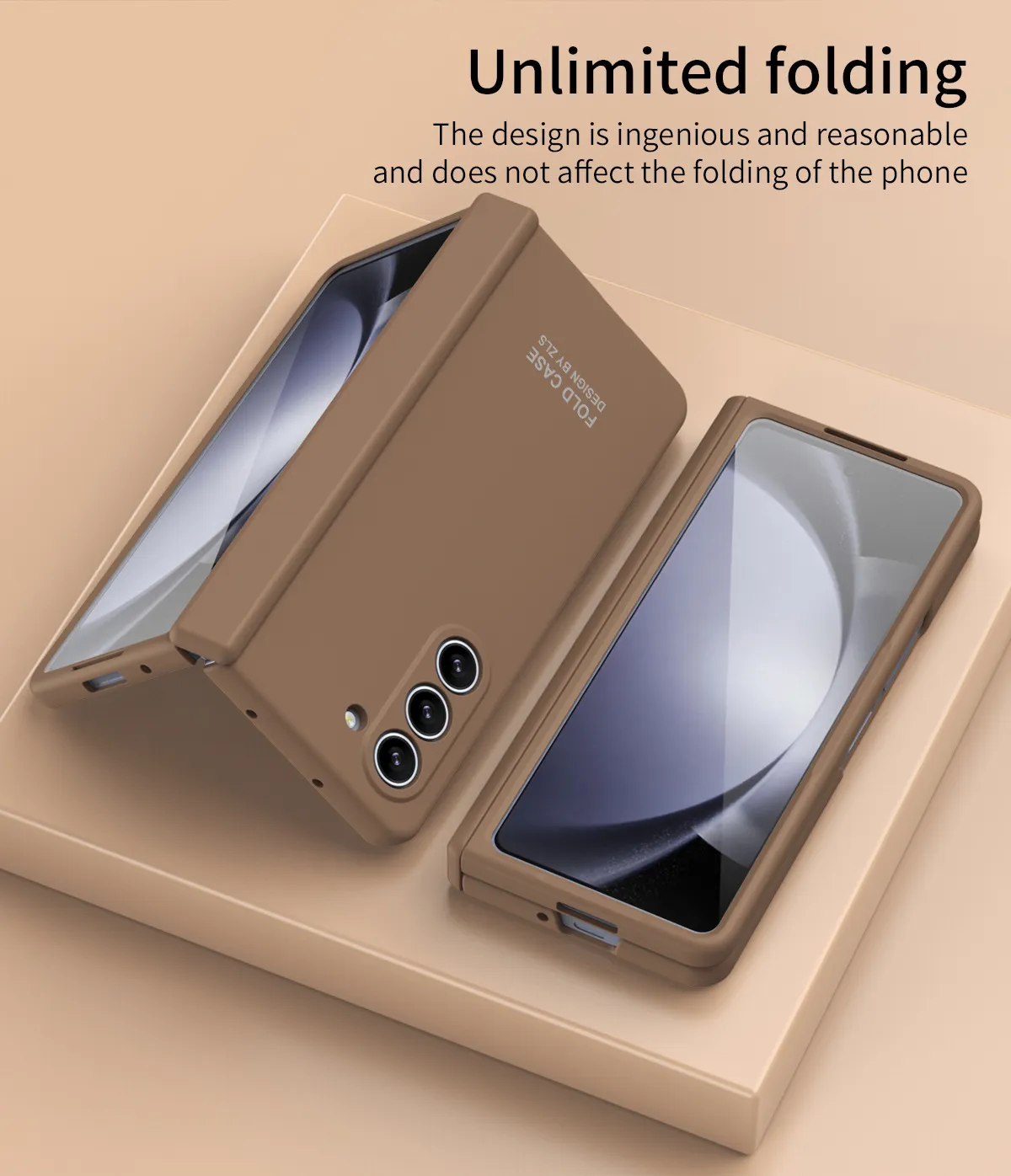 Compatible with Samsung ZFold 5 phone case, FOLD4 foldable screen, solid color, minimalist design, pen groove, hinge, full coverage, drop protection.