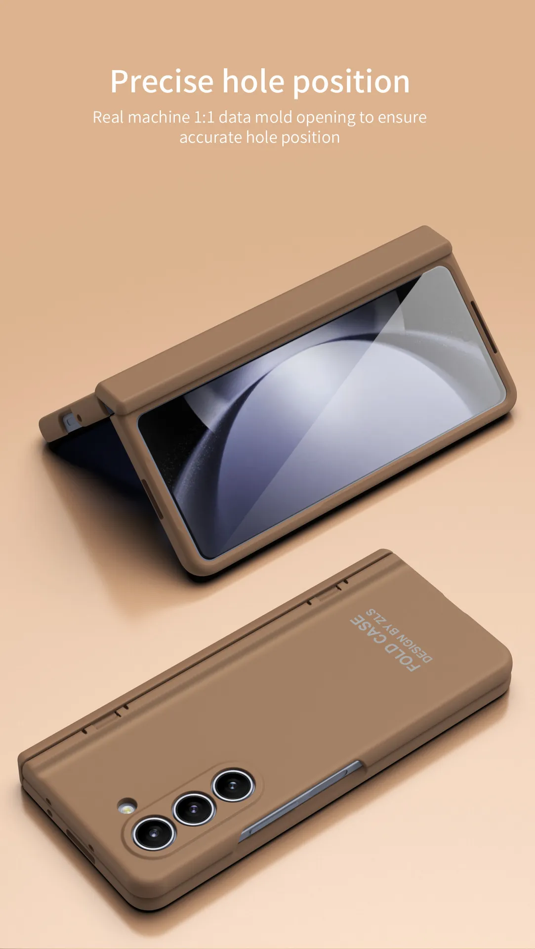 Compatible with Samsung ZFold 5 phone case, FOLD4 foldable screen, solid color, minimalist design, pen groove, hinge, full coverage, drop protection.