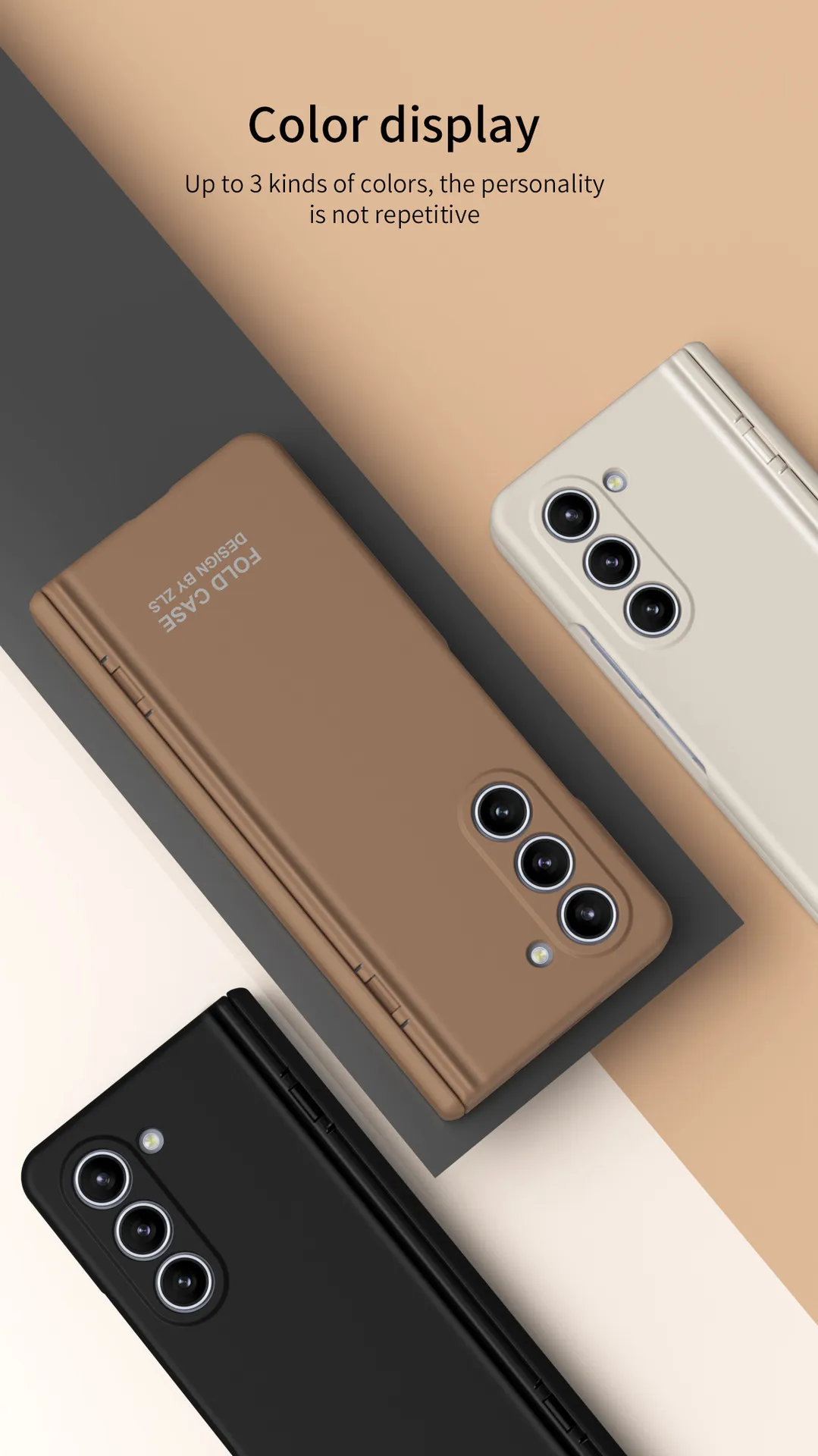 Compatible with Samsung ZFold 5 phone case, FOLD4 foldable screen, solid color, minimalist design, pen groove, hinge, full coverage, drop protection.