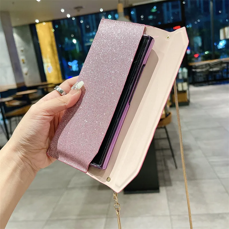 Compatible with Honor V Purse phone case, Mate X/XS carrying case, Mate X2 envelope style crossbody bag with glitter.