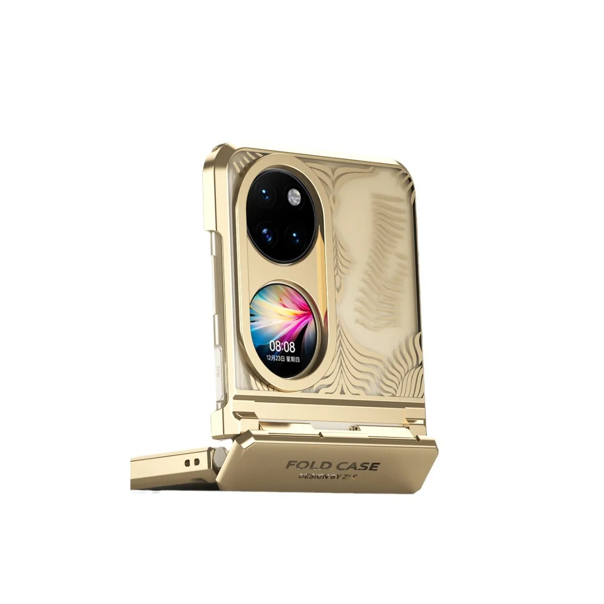Huawei Pocket 2 foldable screen electroplated transparent case, P50 case, hinge full-coverage drop-proof case.