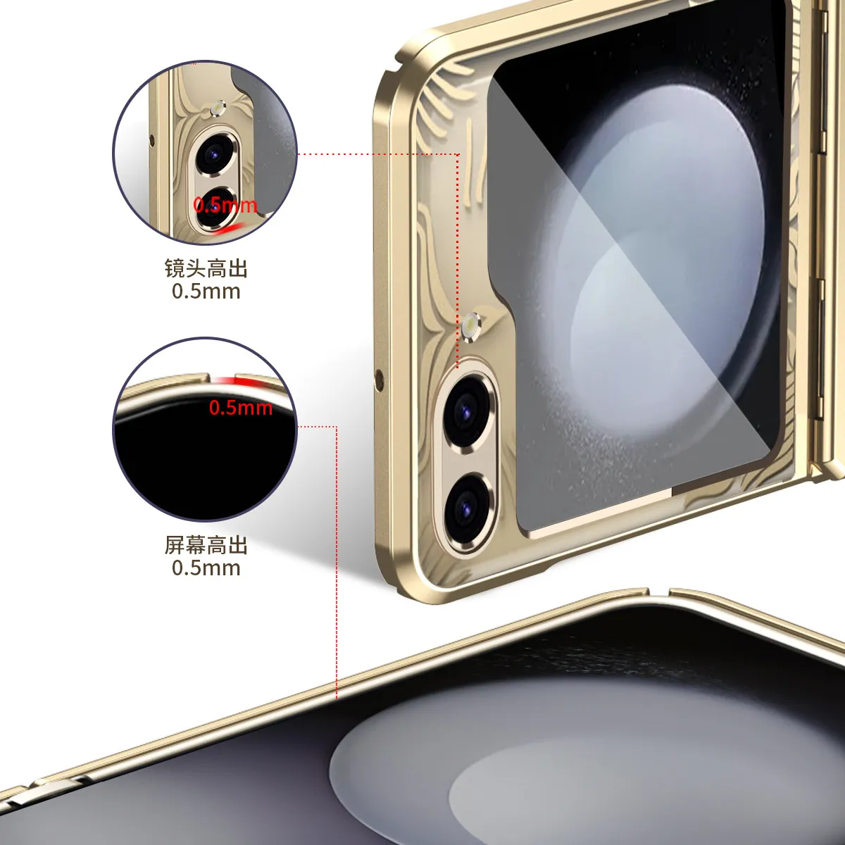 Compatible with Samsung Flip 7FE phone case, FLIP 6 foldable screen, luxurious electroplated transparent hinge, full-coverage drop protection.