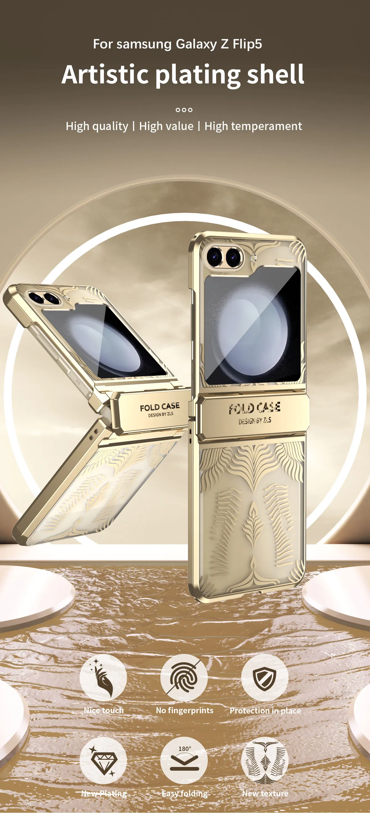 Compatible with Samsung Flip 7FE phone case, FLIP 6 foldable screen, luxurious electroplated transparent hinge, full-coverage drop protection.