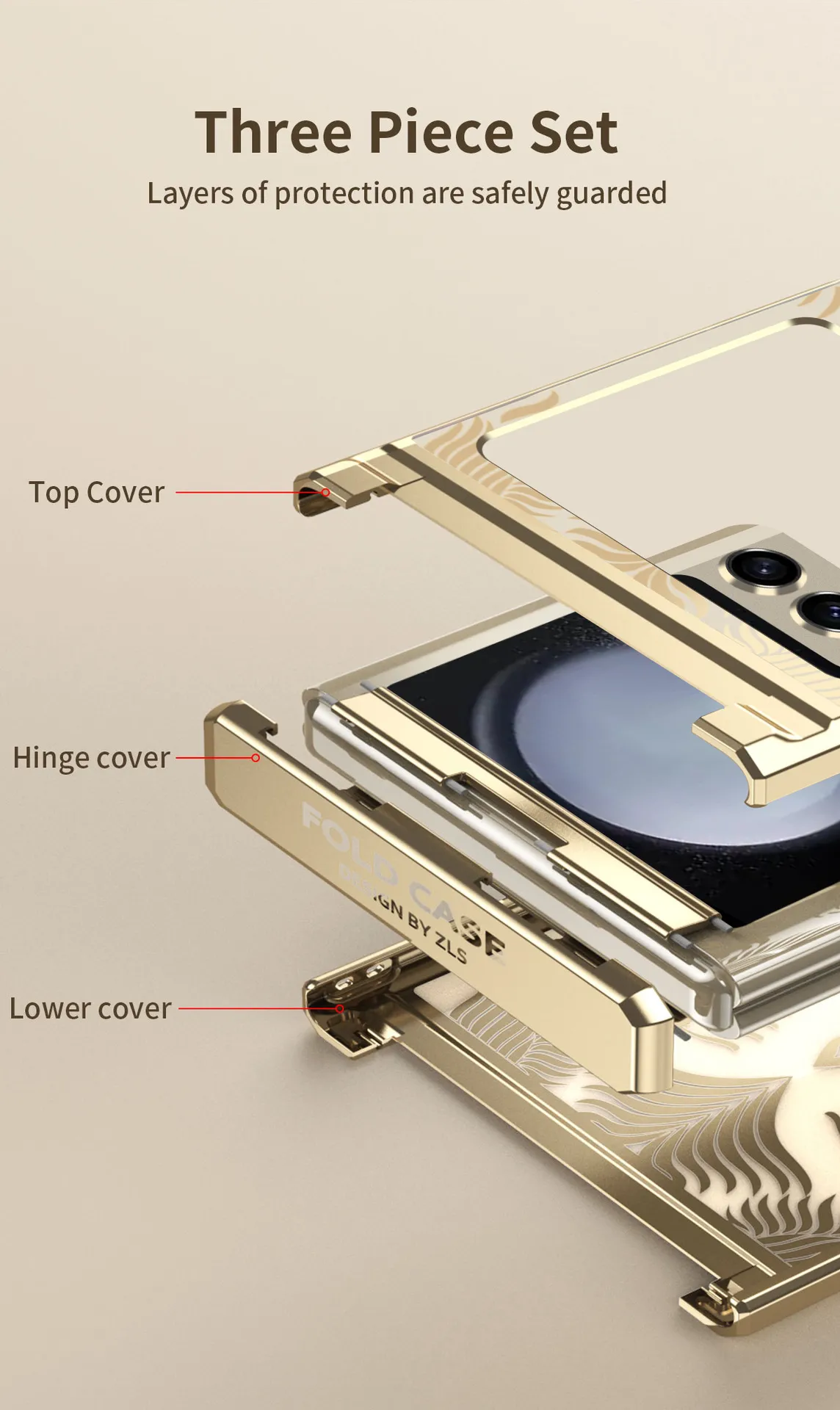 Compatible with Samsung Flip 7FE phone case, FLIP 6 foldable screen, luxurious electroplated transparent hinge, full-coverage drop protection.