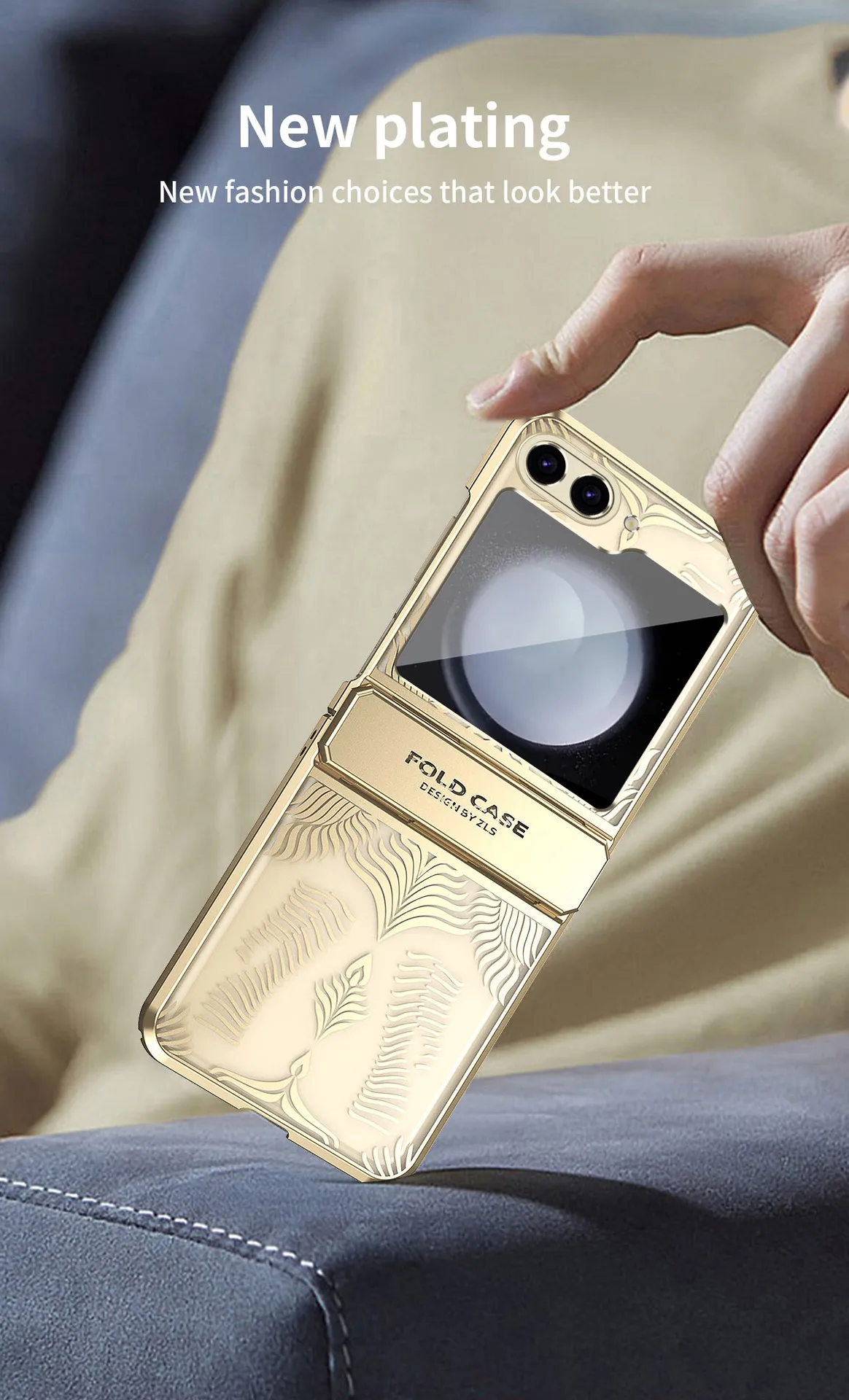 Compatible with Samsung Flip 7FE phone case, FLIP 6 foldable screen, luxurious electroplated transparent hinge, full-coverage drop protection.