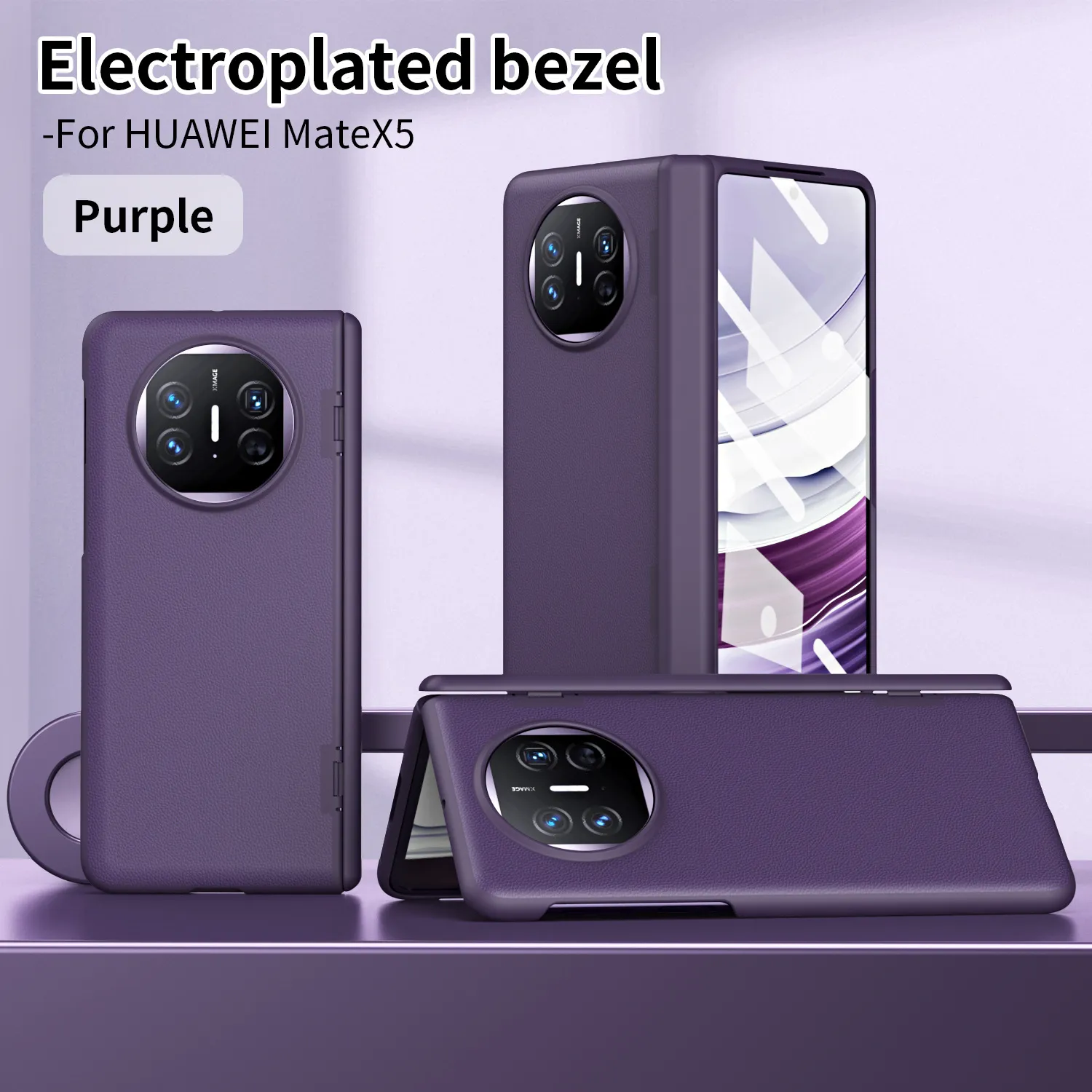 Compatible with Huawei Mate X5 phone case, MATE X3 foldable screen leather bracket hinge drop protection case 5G