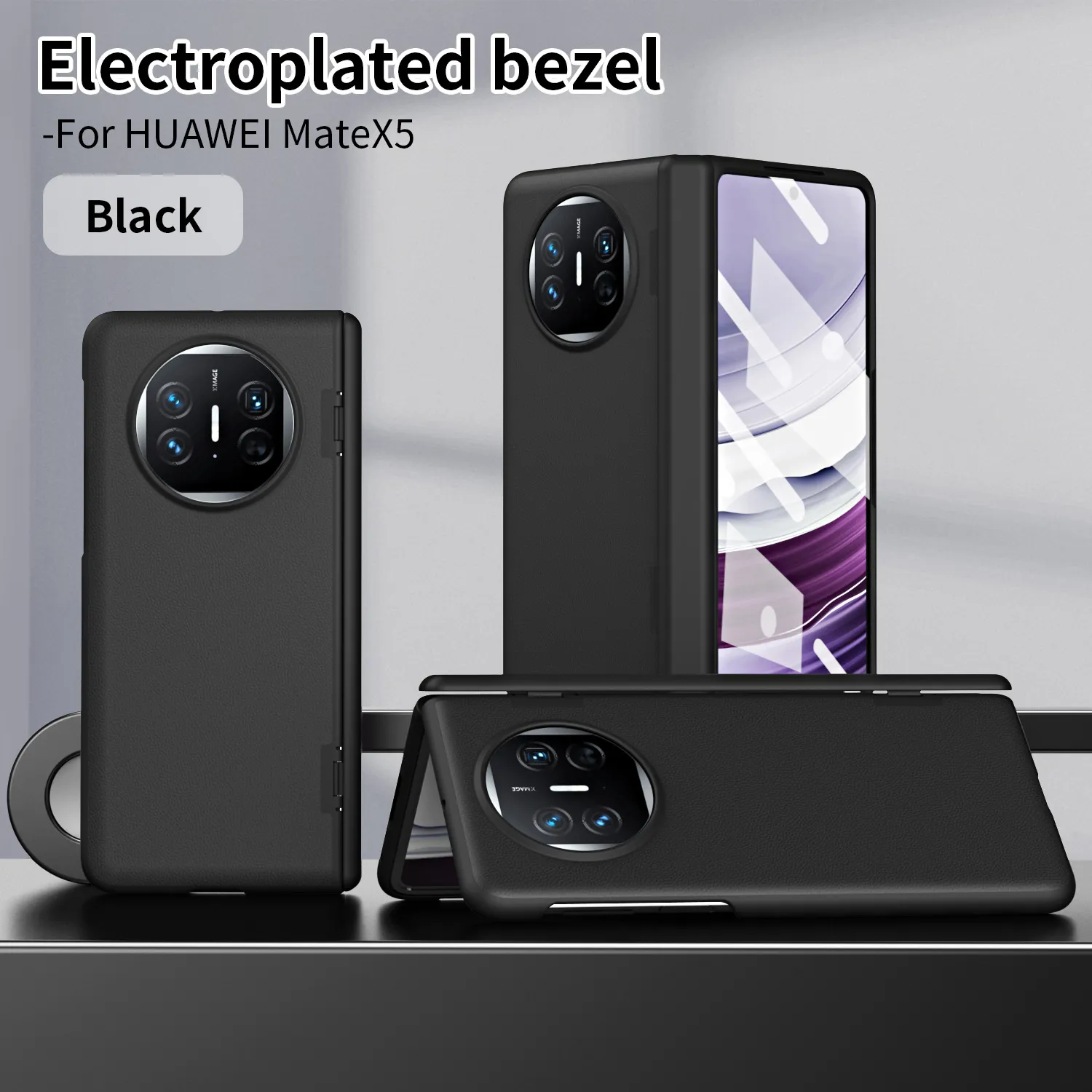 Compatible with Huawei Mate X5 phone case, MATE X3 foldable screen leather bracket hinge drop protection case 5G