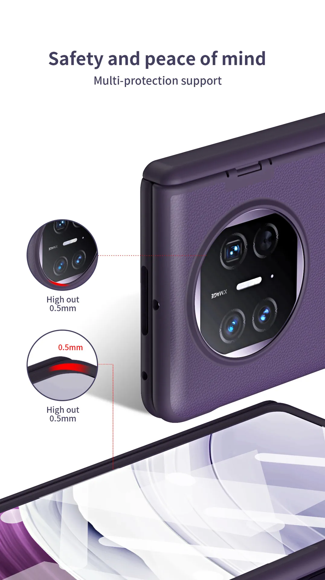 Compatible with Huawei Mate X5 phone case, MATE X3 foldable screen leather bracket hinge drop protection case 5G