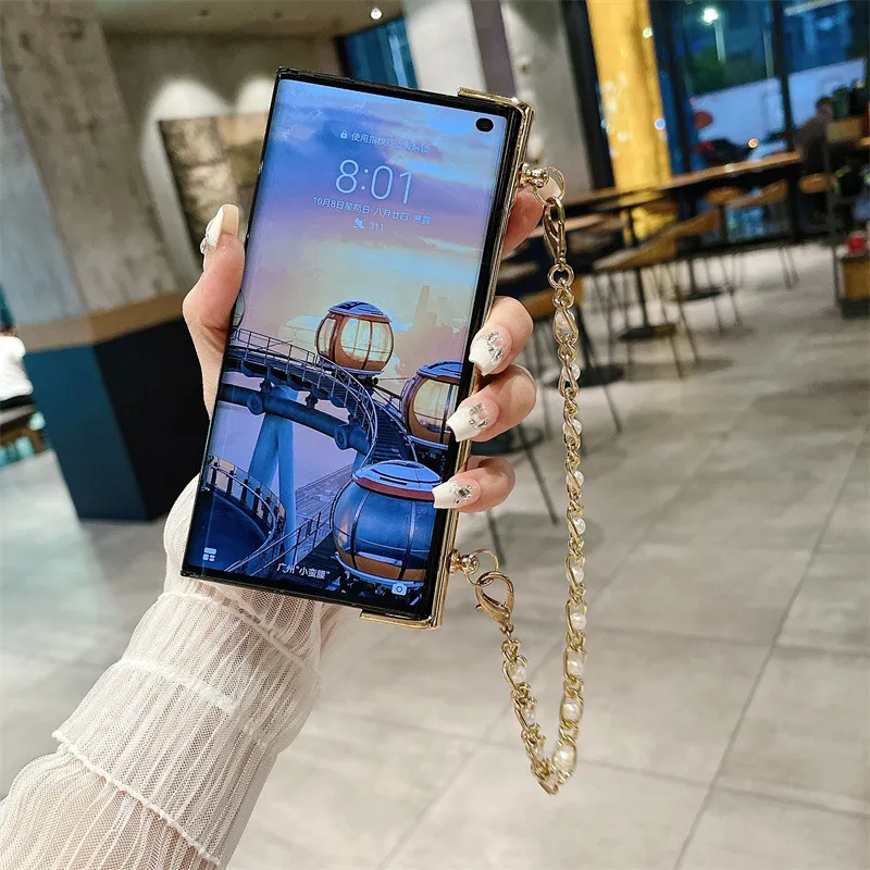 Compatible with Honor V Purse phone case, v purse luxury premium leather case frame case bracelet anti-drop protective case