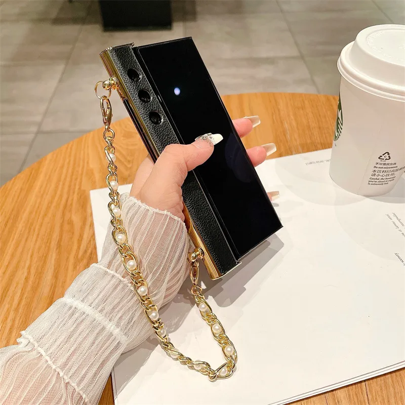 Compatible with Honor V Purse phone case, v purse luxury premium leather case frame case bracelet anti-drop protective case