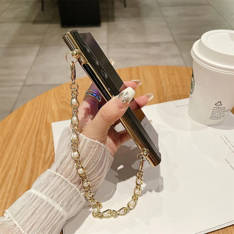 Compatible with Honor V Purse phone case, v purse luxury premium leather case frame case bracelet anti-drop protective case