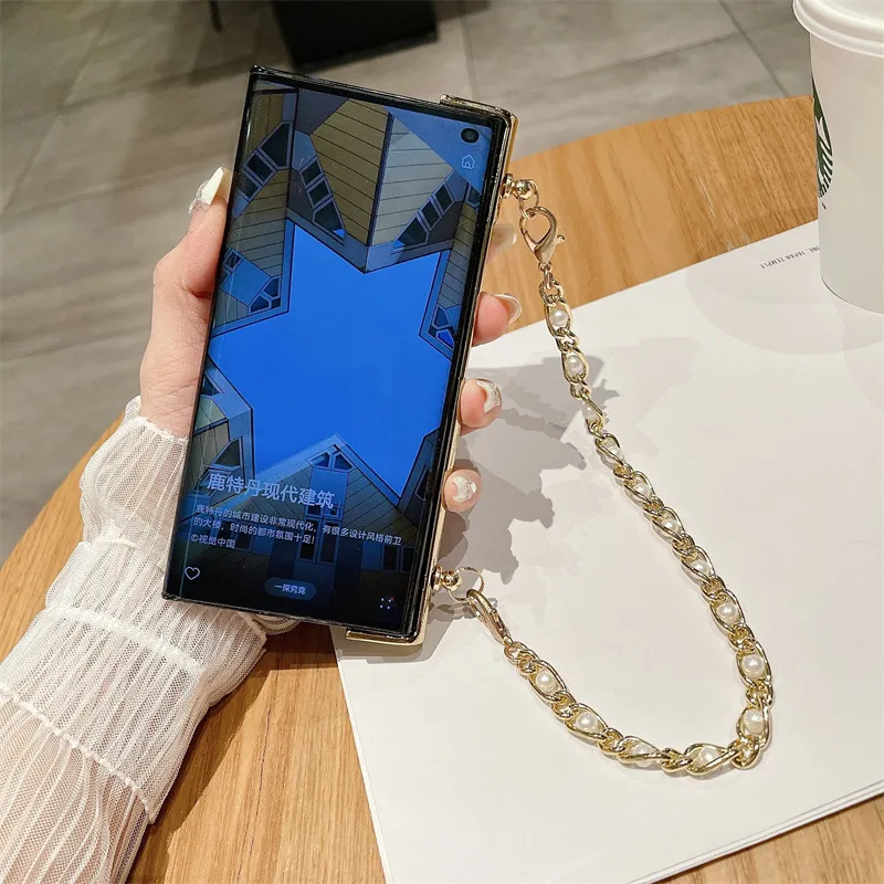 Compatible with Honor V Purse phone case, v purse luxury premium leather case frame case bracelet anti-drop protective case