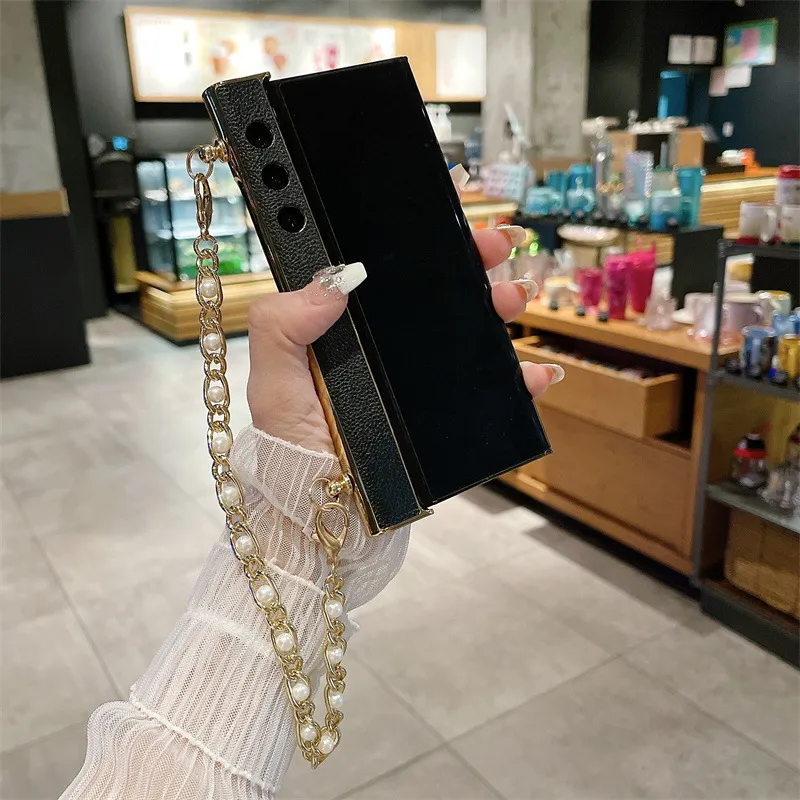 Compatible with Honor V Purse phone case, v purse luxury premium leather case frame case bracelet anti-drop protective case