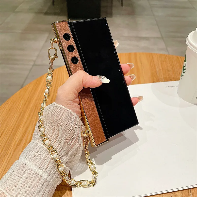 Compatible with Honor V Purse phone case, v purse luxury premium leather case frame case bracelet anti-drop protective case