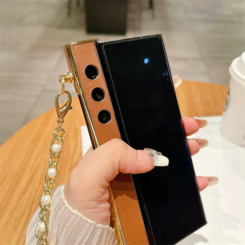 Compatible with Honor V Purse phone case, v purse luxury premium leather case frame case bracelet anti-drop protective case