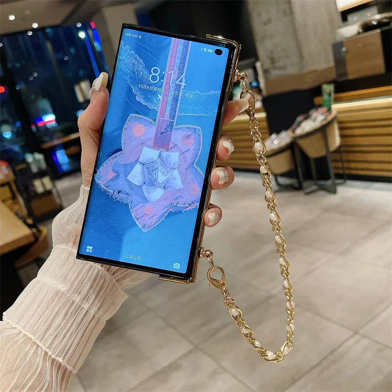 Compatible with Honor V Purse phone case, v purse luxury premium leather case frame case bracelet anti-drop protective case
