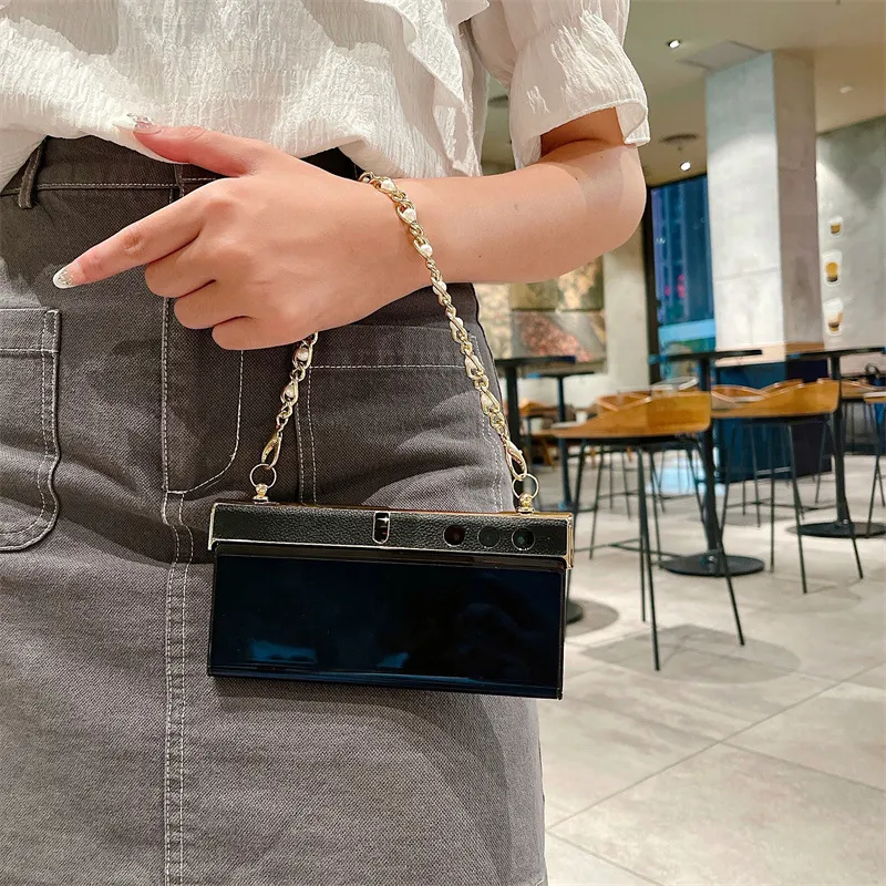 Compatible with Honor V Purse phone case, v purse luxury premium leather case frame case bracelet anti-drop protective case