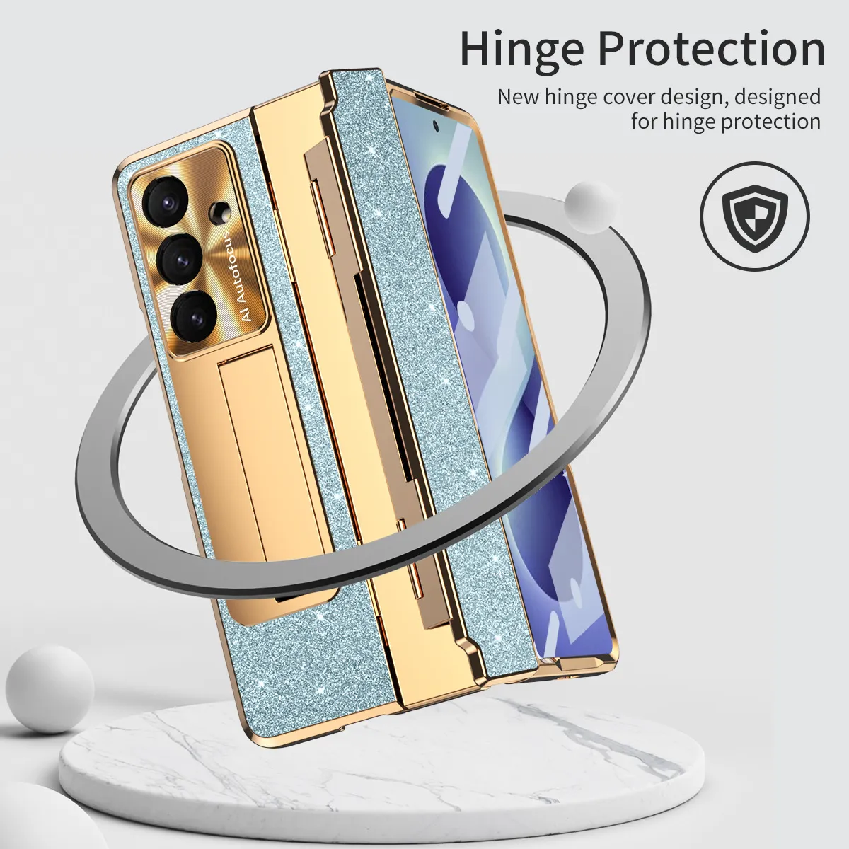 Samsung ZFold 8 phone case, FOLD7 foldable screen, flat hinge, vegan leather full-coverage drop-proof protective case.