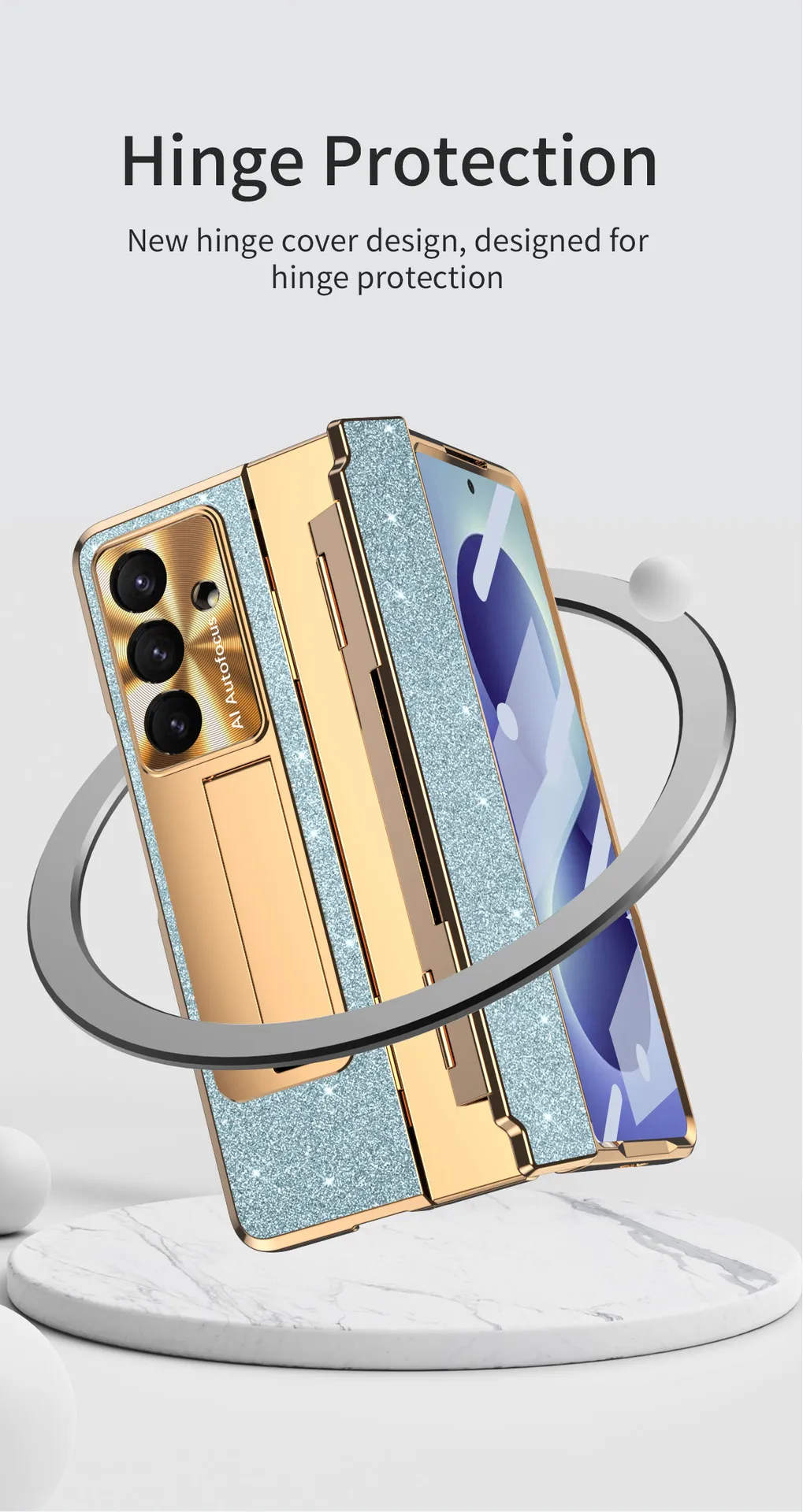 Samsung ZFold 8 phone case, FOLD7 foldable screen, flat hinge, vegan leather full-coverage drop-proof protective case.