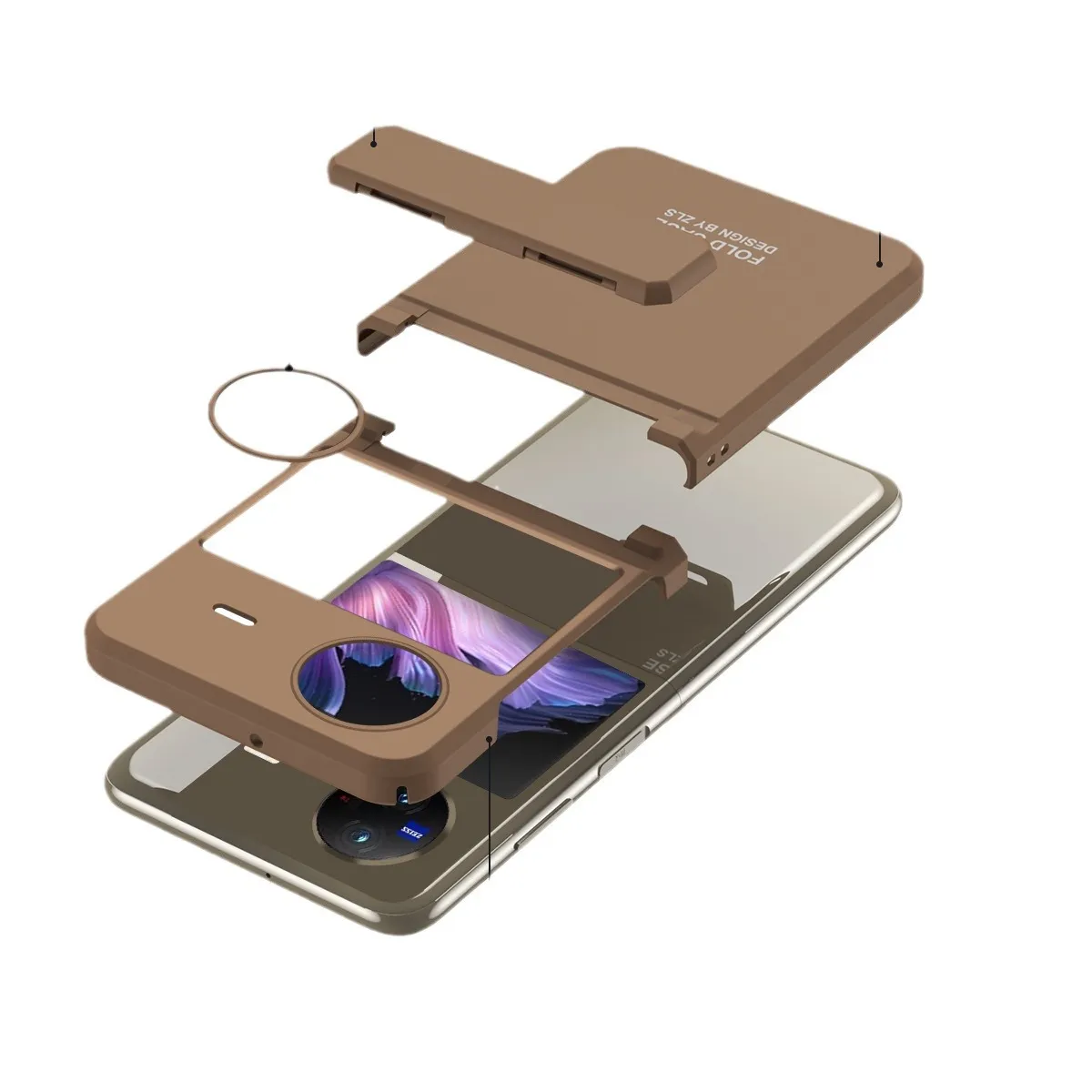 Compatible with vivo x Flip phone case and FLIP foldable screen protective case, featuring integrated hinge, 5G full coverage, and drop protection.