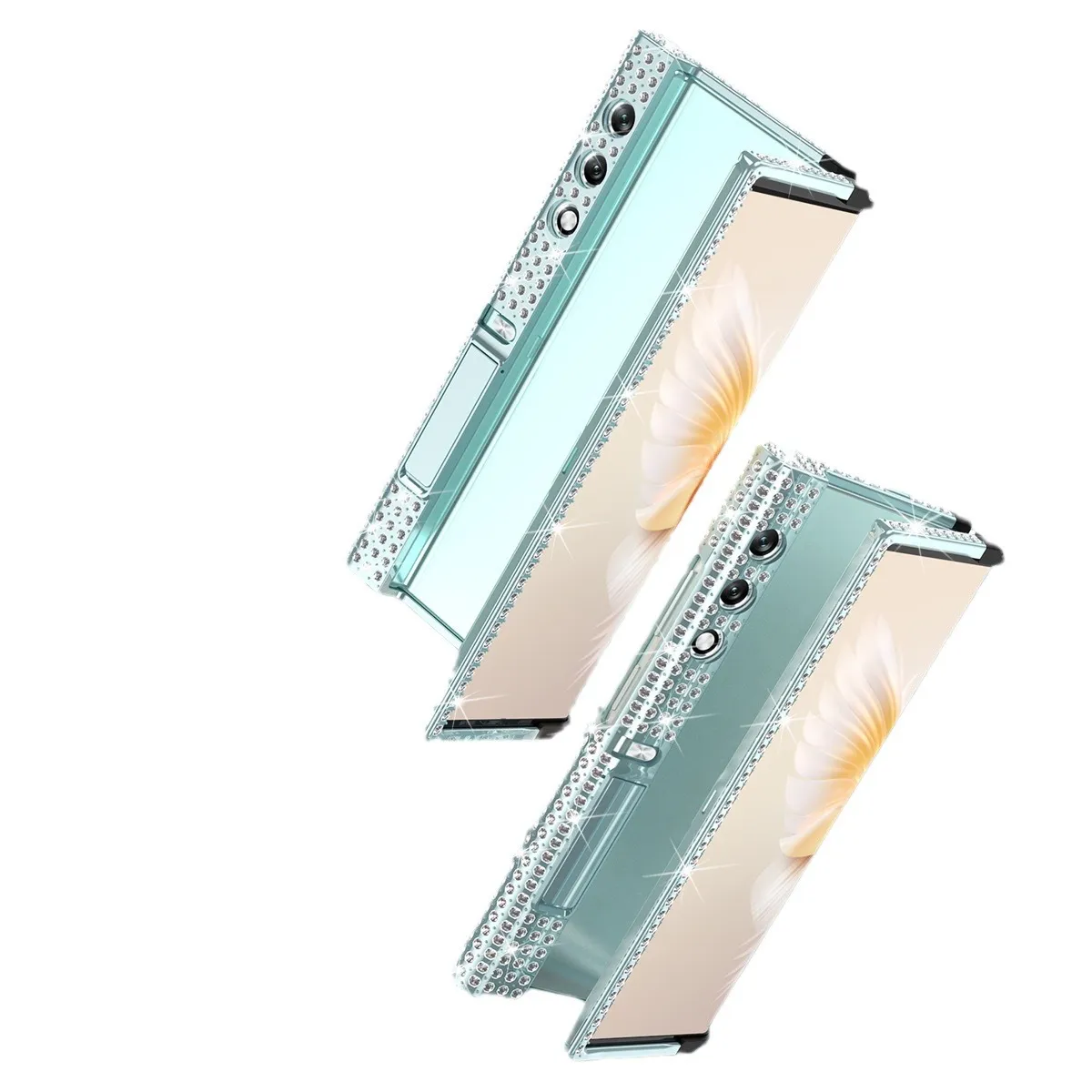 Compatible with Honor V Purse phone case, v purse luxury diamond frame case, metal stand, drop-proof protective case.