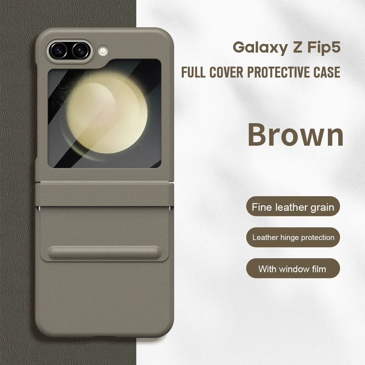 Samsung ZFlip 5 phone case, FLIP foldable screen, leather hinge, full-coverage case, integrated screen protector, drop-proof protective case.