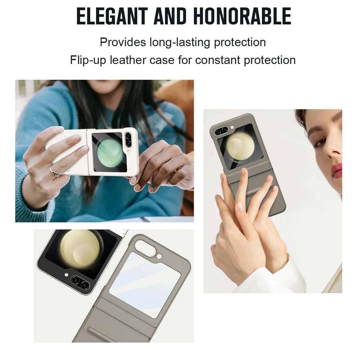 Samsung ZFlip 5 phone case, FLIP foldable screen, leather hinge, full-coverage case, integrated screen protector, drop-proof protective case.