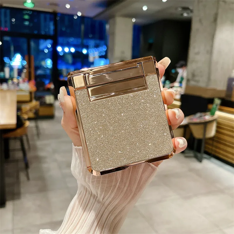 Compatible with OPPO Find N3 Flip phone case, glittery leather N3FLIP full-coverage hinge case, drop-proof protective case.