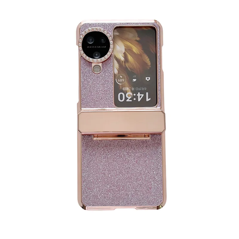 Compatible with OPPO Find N3 Flip phone case, glittery leather N3FLIP full-coverage hinge case, drop-proof protective case.