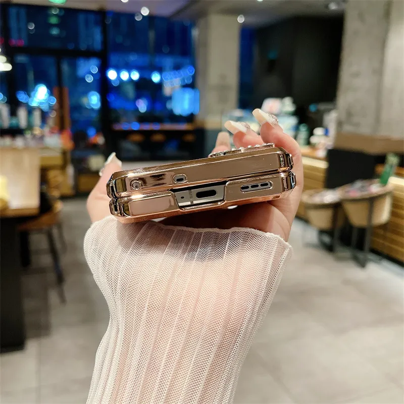Compatible with OPPO Find N3 Flip phone case, glittery leather N3FLIP full-coverage hinge case, drop-proof protective case.